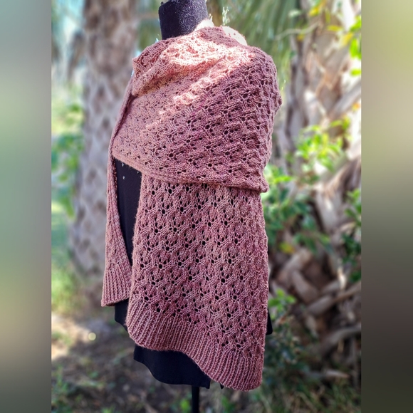 Hand Crafted OOAK Classic Exquisite Contemporary Wool Rosewood Knit Scarf - Picture 7 of 16